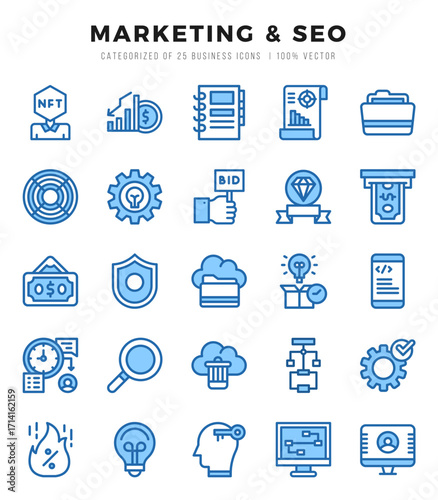 Marketing & SEO icons set. Vector illustration.
