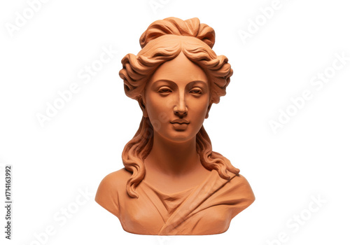 Canvas-taulu Isolated clay sculpture of a woman with a classical hairstyle and draped clothin