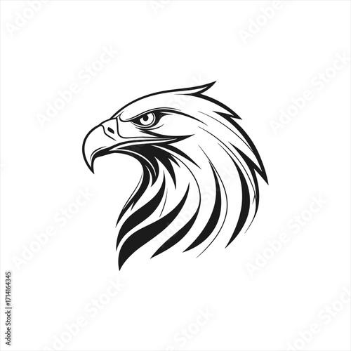 Stylized black and white eagle head emblem