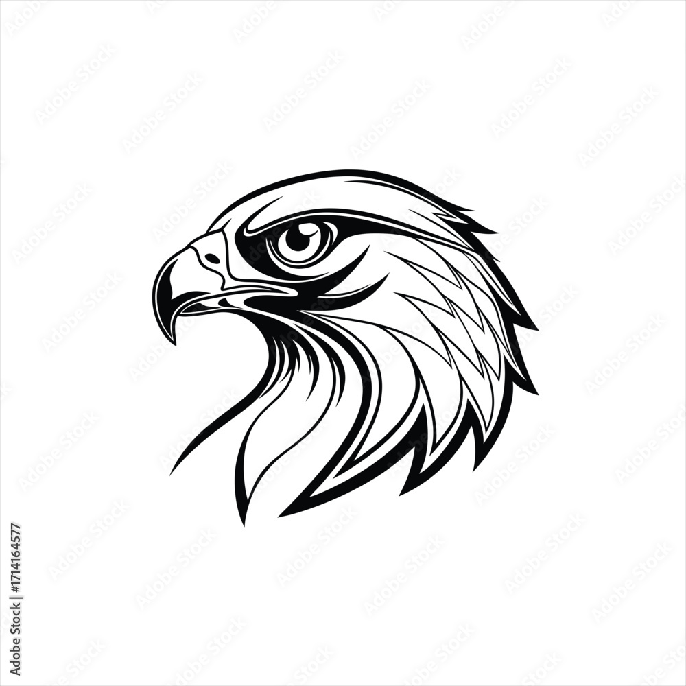 Obraz premium Stylized black and white eagle head emblem