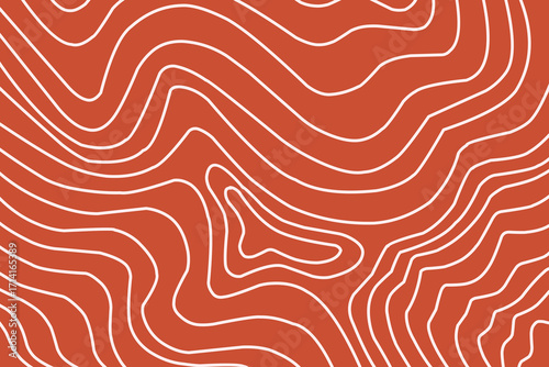 Texture of meat and fish. Abstract linear background. Vector print of food. Salmon fish abstract wavy pattern