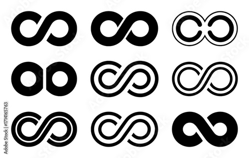 Collection of Black Infinity Symbols in Various Styles