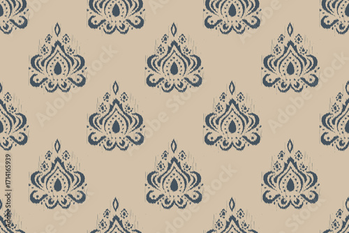 Ikat floral paisley embroidery on background.Ikat ethnic oriental pattern traditional.Aztec-style abstract vector illustration. design for texture,fabric,clothing,wrapping,decoration,sarong,scarf