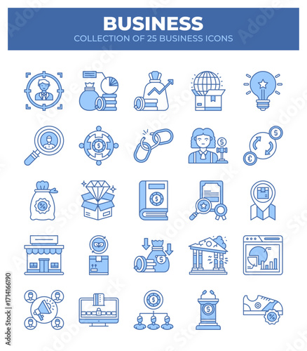 Collection of 25 Business Icons. Marketing. Finance. and Strategy