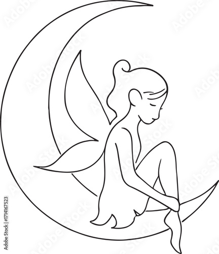 Fashion line drawing of a mother's loving sketch as she holds her baby and breastfeeds the child