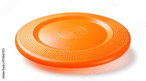 Vibrant Orange Frisbee with Textured Outer Edge and Smooth Center for Outdoor Fun and Recreation, Isolated on Transparent and White Background