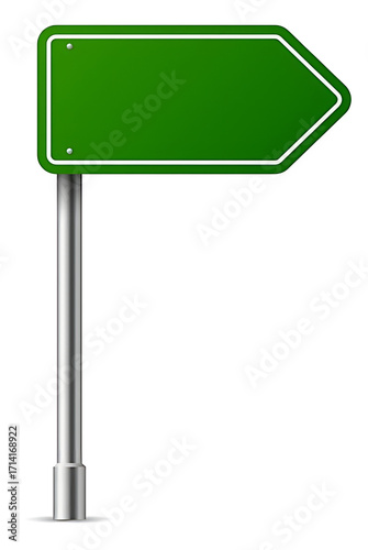 Wallpaper Mural A blank green directional arrow signpost indicating a direction, isolated on a white background, ready for custom text Torontodigital.ca
