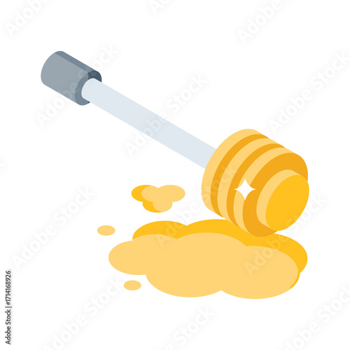 Premium isometric style icon of wooden honey dipper