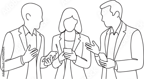 An art sketch of a family doctor and nurse with two cartoon men and women