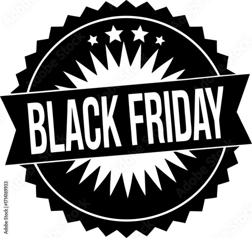 Black Friday Badge Vector Icon Stock Illustration
