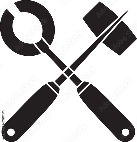 Minimalist Crossed Hammer and Pliers Silhouette on Transparent Backdrop for Construction Themes