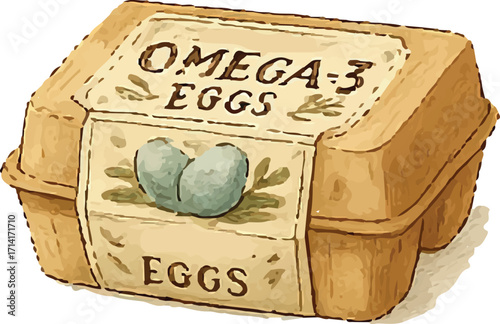 Omega 3 Eggs in Green Carton with Fun Label