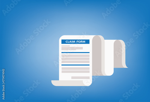 Clipboard claim form. Online claim form. Vector illustration

