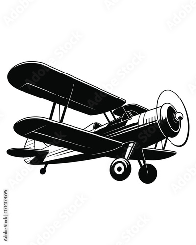 Vintage Biplane Illustration Celebrating Aviation History and Aerial Adventure