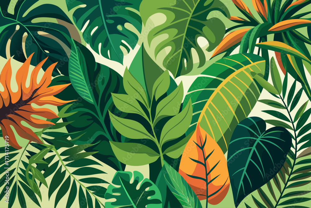 Fototapeta premium seamless pattern with leaves