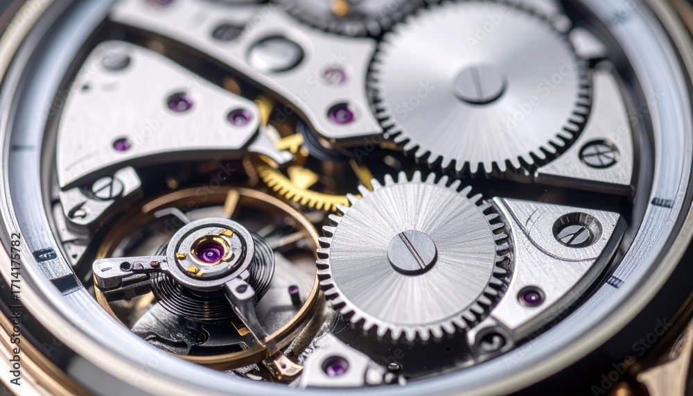 Fototapeta premium Close Up Detailed View of Intricate Watch Mechanism