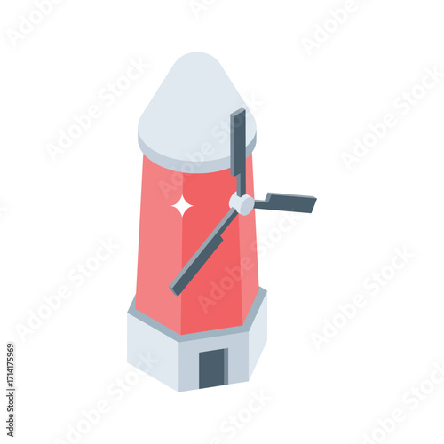 Trendy isometric style icon of large farm windmill