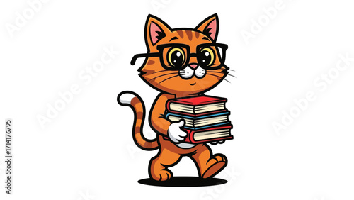 The Scholar Cat: This adorable cat, adorned with glasses and clutching a stack of books, embodies intelligence and the love of learning, making it perfect for educational themes.