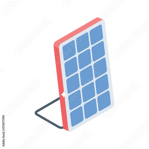 Sleek isometric style icon of flat solar panel array