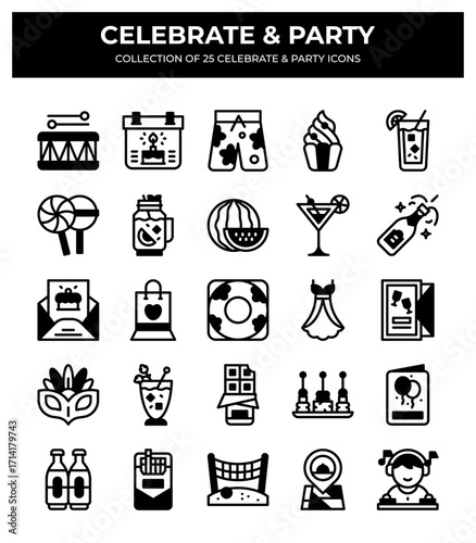 Celebrate & Party. Collection of 25 Party Icons