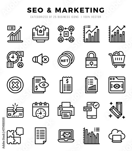 icons set. SEO & Marketing for web. app. vector illustration.