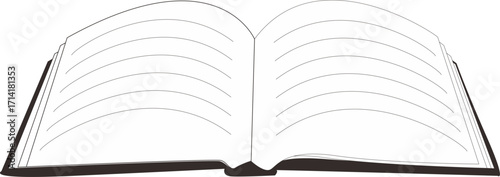 An illustration of an open book with blank pages, symbolizing knowledge, education, creativity, and learning, perfect for academic or literary themes.