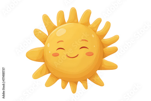 Cute Cartoon Sun With Happy Expression
