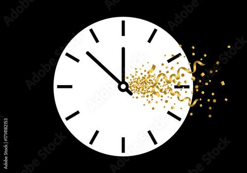 Clock with Confetti Countdown to Celebration and New Years Eve 1.