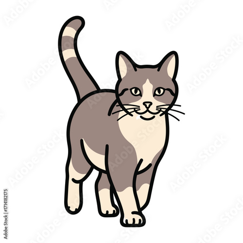 Playful Paws: A charming cartoon cat with its distinctive coat color is striding gracefully, capturing the playful essence of domestic life.