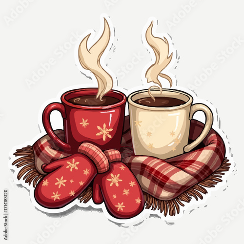 Cozy Winter Warmth with Steaming Mugs and Accessories