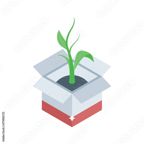 Sleek isometric style icon of small garden plant box