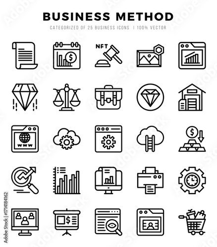 Business Method web icons in Lineal style.