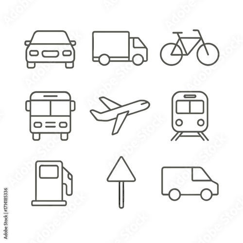 Outline icons of transportation modes on gradient background