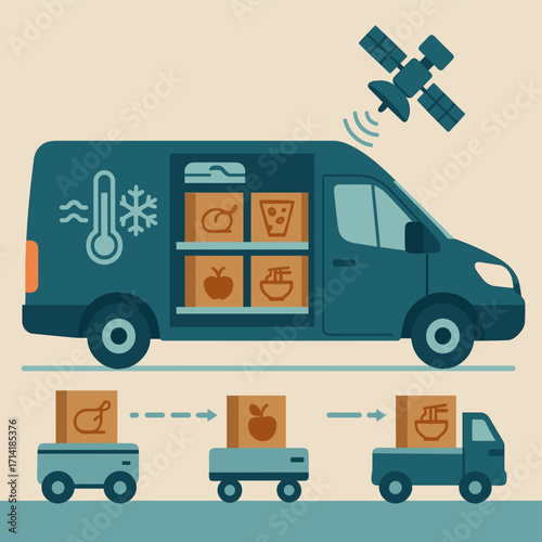Smart logistics for temperature controlled delivery with satellite tracking