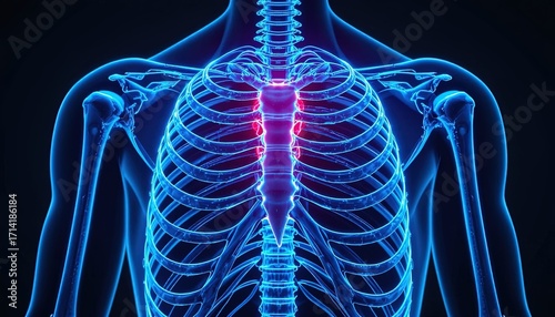 See the sternum and ribcage in stunning detail for medical illustration, anatomy education or healthcare marketing
