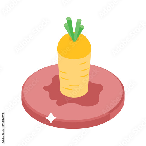 Modern isometric style icon of carrot harvesting patch