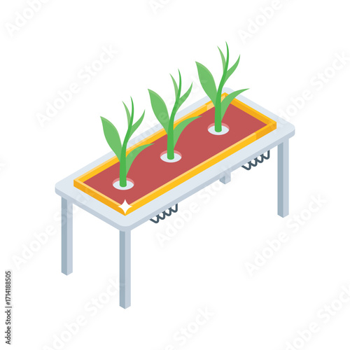 Ready to use isometric style icon of aeroponics process tank