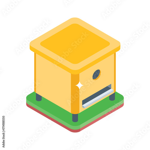 Handy isometric style icon of stacked wooden beehive