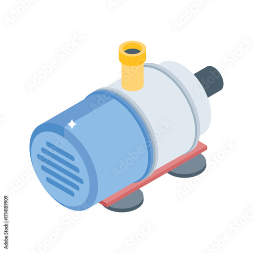 Easy to use isometric style icon of motorized water pump