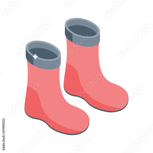 Trendy isometric style icon of classic farm boots