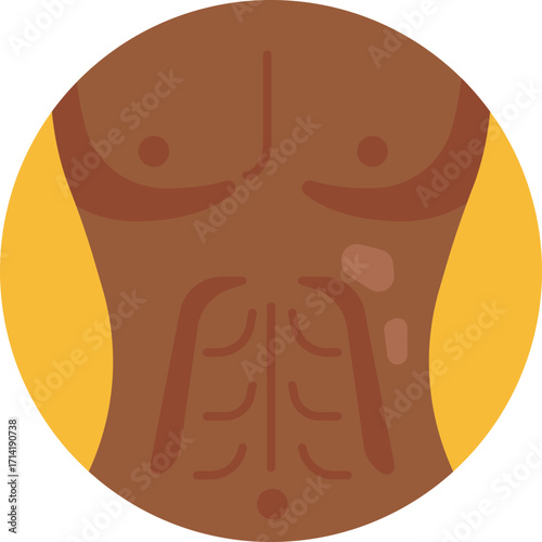 Illustration of toned abdominal muscles, symbolizing core strength.