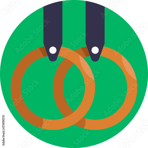 Gymnastics rings used for strength and bodyweight training exercises.