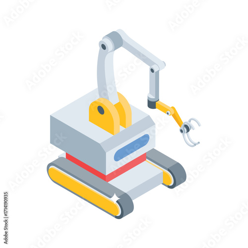 Sleek isometric style icon of farming robot device