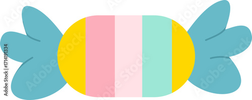 Colorful Striped Wrapped Candy with Blue Wrappers Illustration