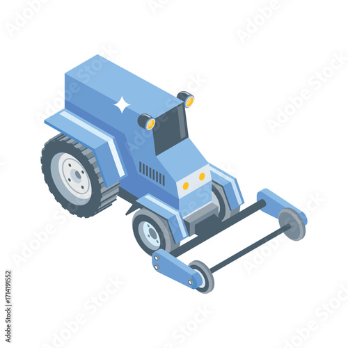 Modern isometric style icon of soil cultivator machine