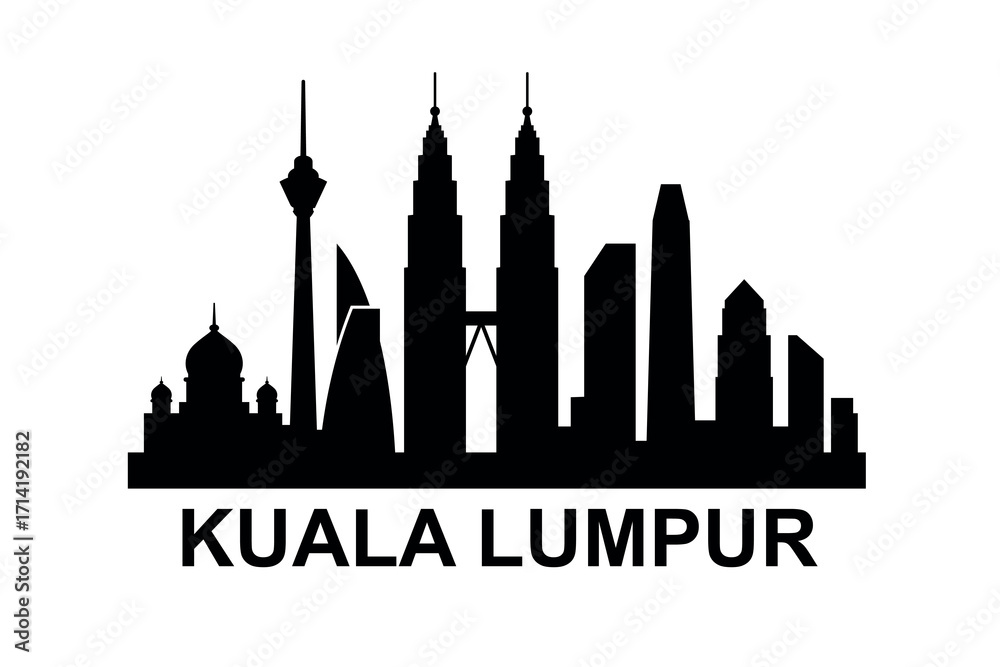 Fototapeta premium Kuala Lumpur skyline silhouette with Petronas Towers and KL Tower