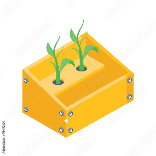 Ready to use isometric style icon of organized seedling box