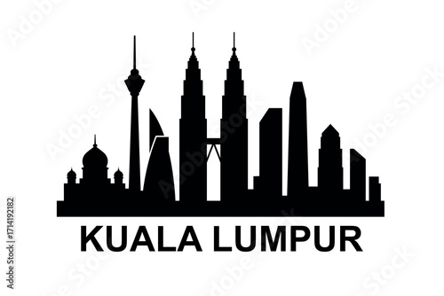Kuala Lumpur skyline silhouette with Petronas Towers and KL Tower