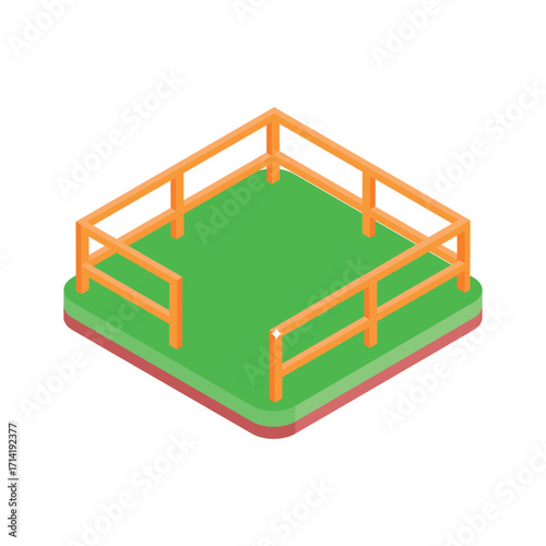 Handy isometric style icon of animal containment fence