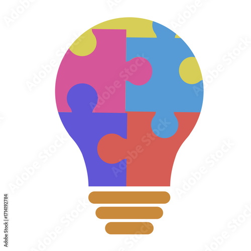 Wallpaper Mural Colorful Puzzle Light Bulb Illustration Torontodigital.ca